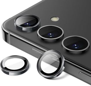 JETech Camera Lens Protector for Samsung Galaxy S24, 9H Tempered Glass Metal Individual Ring Cover, Easy Installation Tray, HD Clear, 1 Set (Onyx Black)