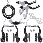 DISIWENE Complete V-Type Bike Brake Set, Front and Rear Bike MTB Brake Inner and Outer Cables and Lever Kit Includes Calipers Levers Cables (Black&White-4Pcs)