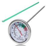 Long Stem Compost Thermometer for Gardening - Stainless Steel Testing Instrument With Fahrenheit and Celsius 1.5" Dial Display - Easily Monitor Temperature in Compost Heaps and Soil (5")