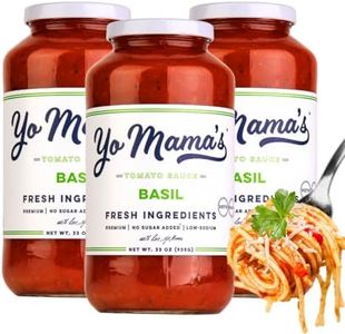 Yo Mama's Foods Keto Tomato Basil Pasta and Spaghetti Sauce - Pack of (3) - No Sugar Added, Low Carb, Low Sodium, Vegan, Gluten Free, Paleo Friendly, and Made with Whole, Non-GMO Tomatoes