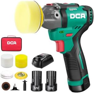 DCA 12V Cordless Buffer Polisher, 3" Brushless Mini Car Polisher & 2" Sander Machine Kit with 2x 2.0Ah Batteries, 2 Variable Speed 2800-8300RPM for Car Detailing Polishing/Buffing/Sanding/Waxing