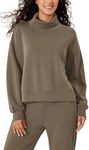 ODODOS Modal Soft Split Hem Turtleneck Sweatshirts for Women Long Sleeve Casual Pullover Top, Espresso, Small