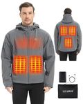 Leamos Heated Jacket for Men with Battery Pack 5 Heating Zones Winter Outdoor Rechargeable Electric Heating Coat