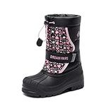 DREAM PAIRS Big Kid Kamick Black Pink Mid Calf Waterproof Winter Snow Boots Size 6 M US Big Kid