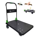 N&S Juvyig Platform Trolley Heavy Duty - Platform Truck One-Handed Folding Truck Cart with Silent Wheels - Folding Trolley (Green-Big-with Brake)