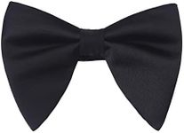 Lovacely Mens Oversized Satin Silk Bow Tie Solid Color Formal Tuxedo Big Bowtie Satin Black