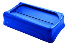 Rubbermaid Commercial Products FG267360BLUE Slim Jim Trash Can, Swing Lid, Blue