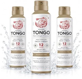 Grand Tongo Fragrance Free Insect Repellent, 12-Hour Mosquito & Tick Protection, Picaridin-Based, Water-Based, Lightweight, Quick-Drying, DEET Alternative, Face & Body Use, 3 Pack