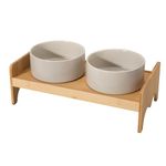 Elevated Ceramic Dog Bowl Set - Double Dog Bowls with Bamboo Stand Anti Vomiting - Raised Dog Food and Water Bowl Set - Dog Feeding Bowls - Fit for Small and Medium Sized Dogs - 28.74 OZ - 3.6 CUPS