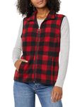 Amazon Essentials Women's Classic-Fit Sleeveless Polar Soft Fleece Vest (Available in Plus Size), Black Red Buffalo Plaid, M