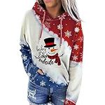 Fuyxxmer Womens Merry Christmas Sweatshirts Hoodie Snowman Graphic Print Sweater Xmas Gift Pullover Blouse Tops with Pockets