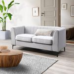 Aykah Enigma Loveseat, Modern Upholstered Comfortable Loveseat with Channel Tufting, Armrest, Metal Legs, Perfect for Living Room Furniture or Bedroom (Linen, Stone)