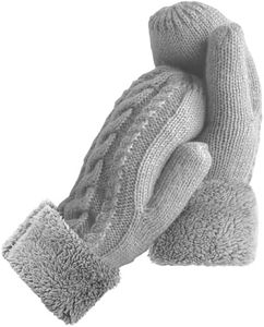 AURUZA Winter Warm Mittens for Women, Cozy Thick Knitted Gloves & Mittens Warm Soft Lining Cold Weather Accessories Gifts (Light Gray)