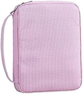 EMBRUNIOICE Bible Covers for Women, Bible Case, Bible Bag with Top Handle, Stripe Bible Bag Proteceive Book Case, Bible Carrying Church Bag for Christian Gifts(Pink)