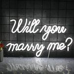 Will You Marry Me Neon Sign Marry Me Sign White Led Wedding Sign Neon Wedding Sign Neon Letters for Proposal Decorations,Wedding Party,Valentines Day,Girlfriend