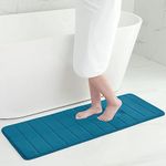 smiry Memory Foam Bath Mat, 40 x 120 cm, Extra Soft Non-Slip Bathroom Mat runner, Super Absorbent Bath Mats for Bathroom Floor, Machine-Washable Dry Bath Rug Foot Mat, Peacock Blue