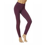 Hue Women's Cotton Ultra Legging with Wide Waistband, Assorted, Black Cherry, Medium