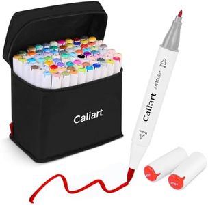 Caliart Alcohol Based Markers, 81 Colors Art Drawing Markers Set Dual Tip Brush & Fine Permanent Colored Sketch Pens, with Case for Artists Adults Coloring Book