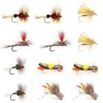 The Fly Fishing Place Essential Classic Trout Dry Fly Fishing Flies Assortment - Set of 12 Flies Size 12.14, and 16