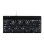 Perixx PERIBOARD-409H Wired USB Compact Mini Keyboard with 2 USB Hubs, Logo Free, UK QWRETY, Black