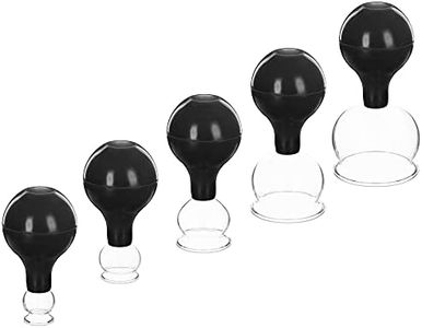 Navaris Cupping Massage Set - Set of 5X Glass Vacuum Suction Cups for Massaging Face, Legs, Arms, Back, Stomach, Body - Suction Cup Massage - Black