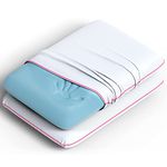 Imaginarium Memory Foam Fun Pillow with Cool-to-The-Touch Cover 2-Pack (White with Pink Trimming)