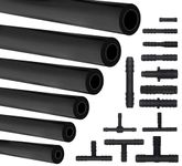 1/8" 5/32" 3/16" 1/4" 5/16" 3/8" High Performance Automotive Silicone Vacuum Tubing Hose line Kit 6PCS 5FT with 126PCS 13 Sizes Nylon Vacuum Connectors (BLACK)