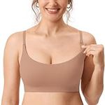 MOMANDA Women's Nursing Bras Ribbed Seamless Bralettes Support Sports Bra Wireless Maternity Breastfeeding Bra Sleep Gravel Beige Medium