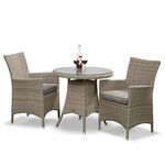 Sarasota Polly Rattan Garden/Conservatory Furniture. Aluminium Frames, Thick Cushions, Huge Choice, All Matching (2 Seat Bistro Set, Natural Rattan)