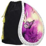 M MEILINXU Purple Butterfly Decorative Urn, Cremation Urns for Human Ashes - Display at Home or Niche, Engraved Aluminum Tear Drop Urn for Ashes Adult Female & Male, Pink Tulips - Large Teardrop