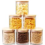 HomArtist Glass Jars with Bamboo Lids 27 FL OZ [Set of 6], Glass Canisters with Airtight Lids, Glass Food Storage Containers for Coffee, Sugar,Tea, Candies, Cookies,Best for Kitchen & Pantry