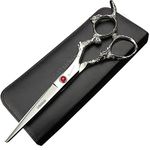 Upscale Professional 6 inch Japan 440c Gem Dragon Hair Scissors Set Cutting Shears thinning sissors Barber Hairdressing Scissors (Cutting Scissors)