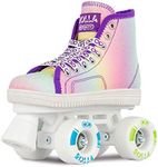 Crazy Skates Rolla Roller Skates for Boys and Girls - Sneaker-Style Kids Quad Skates - Rainbow (Size: Mens 1 / Womens 1)