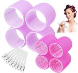 Kriviya Self Grip Hair Rollers Curlers 20 Pcs Set with 8Pcs Heatless Hair Rollers 2 Sizes (4 Jumbo & 4 Large) and 12 Pcs Hair Clips for Long Medium Short Thick Fine Thin Hair Volume
