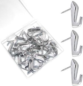 30 PCS Picture Hanging Nails Thumb Tacks for Wall Hangings, Heavy Duty Push Pins Wall Hooks for Drywall Cork Board, Picture Hanging Kit with Nails High Heel Silver
