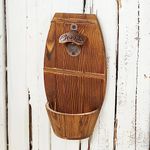 Wooden Wall Mounted Beer Barrel keg Bottle Opener, Vintage Bottle Opener with Cap Collector Catcher, Ideal Gift for Men and Beer Lovers, Use as Bar Decoration.