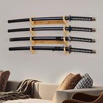Samurai Sword Wall Mount-Katana Stand Wall Mount-(bamboo 4 layer) Sword Wall Mount Display-Samurai Sword Wall Mount 4 Tier-Sword Wall Mount-Martial Arts Swords Mount Display(Swords Not Included)
