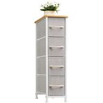 Somdot Narrow Dresser with 4 Drawers, Slim Storage Chest of Drawers with Removable Fabric Drawers for Closet Small Spaces Bathroom Bedroom Laundry, Ash Grey