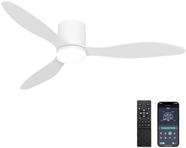 Areyourshop 52” Profile Ceiling Fans with Lights App Control,Dimmable LED DC Motor White
