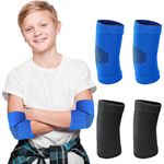 Sibba 2 Pairs Elbow Brace for kids, Knit Compression Elbow Sleeve Compression Brace Gym Arm Sleeve Elbow Support Breathable Elbow Wraps for Volleyball Basketball Tennis Weight Lifting Sports