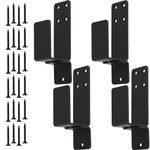 4Pcs Door Barricade Brackets for 2x4 Lumber Carbon Steel Door Bar Holder Security Door Locks Brackets Reinforcement for Home Barn Garage Gate(black)