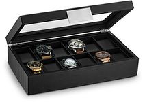 Glenor Watch Box For Men - 12 Slot Luxury Carbon Fiber Design Display Case, Large Holder, Metal Buckle -Black By Glenor Co