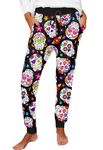 Deerose Women's Halloween Print Sweatpants Casual Pajama Bottom Joggers Pants with Pockets, H | Sugar Skull, Medium