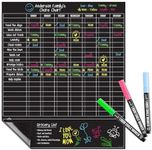 Magnetic Dry Erase Chore Chart for Multiple Kids (17x20" - Black) - 6 Whiteboard Markers with Magnets | Family Chore Chart, Fridge Chore Chart for Adults | Magnetic Chore Board for Refrigerator