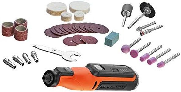 BLACK+DECKER Outil de Précision - 8V - 5 Vitesses - Mandrin Universel - Multifonction : Percer, Poncer, Polir, Découper - 36 Accessoires - Port de Charge Micro USB - BCRT8I-XJ Orange/Noir