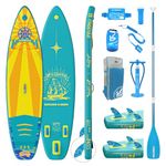 iTAOSTAR Journey J05AS 11'×34" Extra Wide Paddle Board for Better Balance,More Fun Inflatable Paddle Board with 5 Detachable Fins + Tail Pad + Flag，Sturdy SUP Board w/Premium Gears