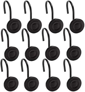 BINO Shower Curtain Hooks, Matte Black - Set of 12 Shower Curtain Rings - Shower Hooks for Curtain Shower Rings