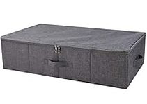 iwill CREATE PRO Under Bed Storage Bins for Garment Duvet Blanket Shoes Storage Cube Box with Zip Lid, Black Gray