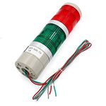 Hanutech Multivolt Industrial 2 Tier Signal Light Column LED Alarm Round Tower Light Indicator Continuous Light Warning Light Red Green AC DC Multivolt for Security