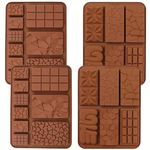 Skytail 2pcs Chocolate Bar Mold Silicone Various Shapes, Heart Love Mini Cadbury Crack Break Apart Bar Deep Mold for Valentine's Day Chocolate Energy Bars/Candy/Wax Melts/Candle/Resin,